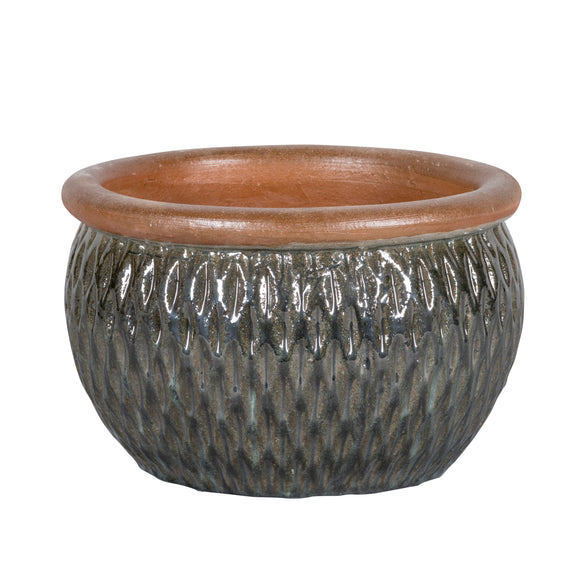 Short Lipped Bowl Ceramic Glazed Misty Green Dortmund 2-01B Set of 3 