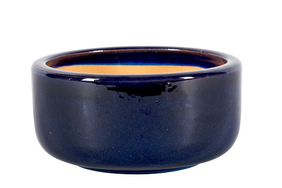 Wide and low Bowl Pot Ceramic Glazed Stockholm 8-06B Blauw Set of 3