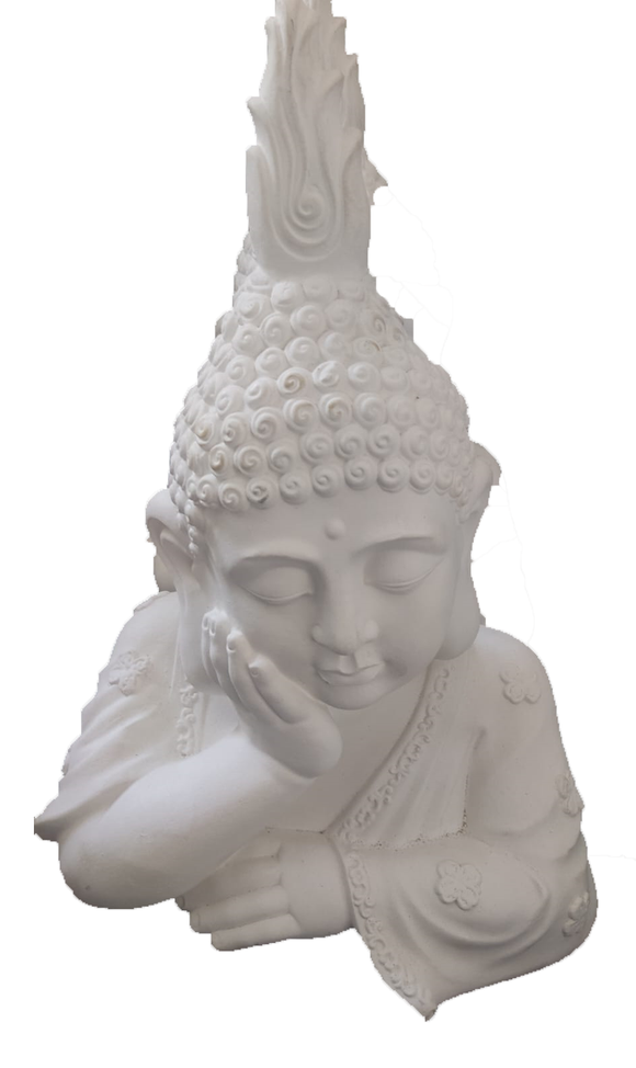 Kondana Concrete Buddha Head Statue Blanco 45cm Height