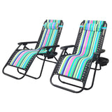 Blue Stripes Foldable Patio Lounger Chair