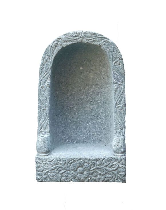 Stone Alcove with Relief and Flowers CSTGoaflower 60cm Height Cst Goaflower 060NA