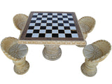 Chess Design Table Set with 4 Stools