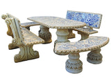 Comedor Hidraulico Blue Mosaic Table Set with Backrest
