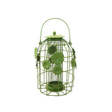 DG1156 Hanging Metal Bird Feeder with Flower Design Light Green Height 25cm Diameter 16cm