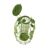 Hanging Metal Bird Feeder with Flower Design Light Green DG-1156