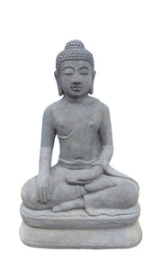 Indian Sitting Buddha Casted Lavastone 30cm Height
