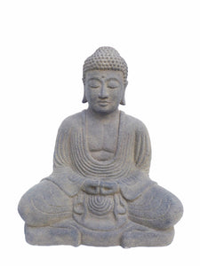 Japanese Sitting Buddha Casted Lavastone 21cm Height