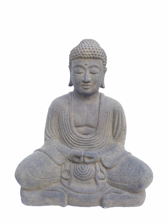 Japanese Sitting Buddha Casted Lavastone 42cm Height