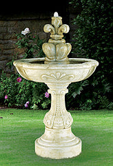 French Fleur de Lys Fountain Cast Stone Garden Water Feature Pompeii Ash Finish