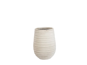 Striped Crucible Fibercement Pot GA30-1182 White