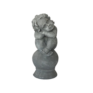 Cherub Angel Sitting on Ball Statue