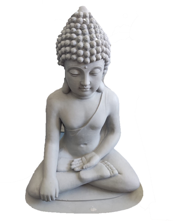 40cm Sitting Buddha Fibercement Statue Light Grey GA40-401