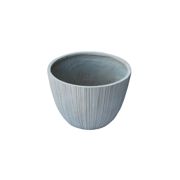 Vertical Striped Round Fibercement Pot