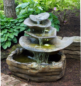 Giant Leaf Fountain Cast Stone Water Feature Relic Finish