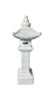 Great Pagoda Lantern on Large Pedestal Cast Stone Garden Lantern Pompeii Ash Finish