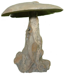 Wooden mushroom statue made from teak wood root 50cm height H TR MUSHROOM01 050NA