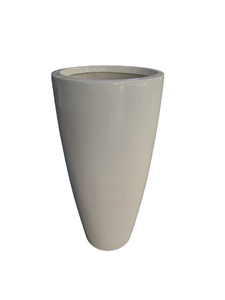 Round Fiber Glass Pot White Color 75cm Height