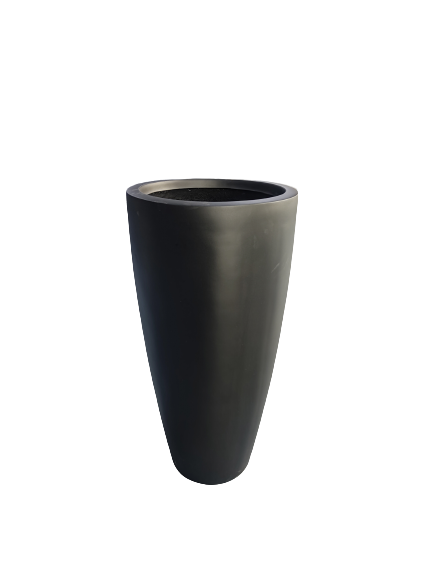 Round Fiber Glass Pot Black Color 75cm Height