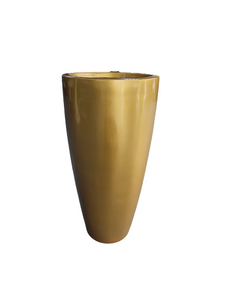 Round Fiber Glass Pot Gold Color 75cm Height