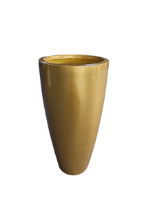 Round Fiber Glass Pot Gold Color 90cm Height