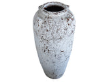 Tall Narrow Vase Ceramic Pot with Ancient White Finish