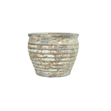 Striped Lipped Round Ceramic Bowl with Ancient Finish