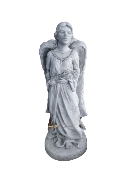 Large Garden Angel Cast Stone Garden Statue Pompeii Ash Finish