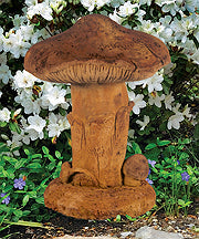 Large Single Mushroom Cast Stone Garden Statue Florentine Finish