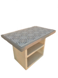 Malibu Snow Arena Concrete Side Table with Shelf Snow Mosaic