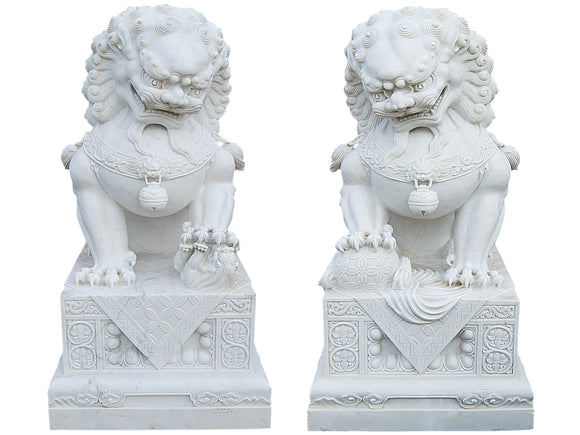 Huge Pair Marble Chinese Lions (Foo dogs)