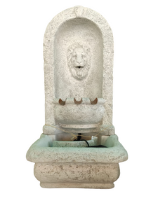 Lion Alcove Fountain Cast Stone Garden Water Feature Pompeii Ash Finish