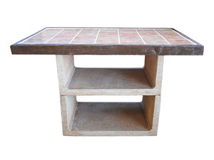 Spanish Malibu Tostado Garden Side Table with Shelf