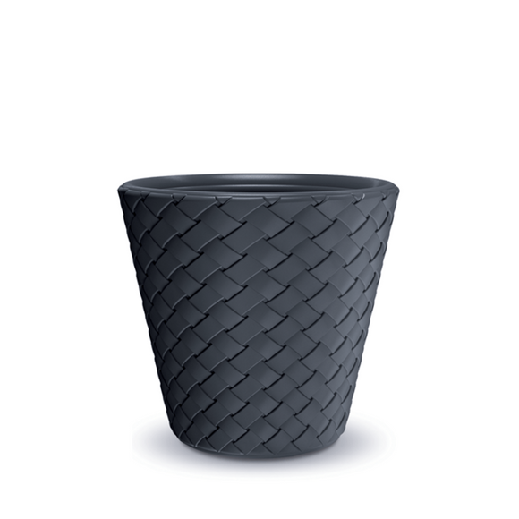 Matuba Weave Pattern Round Plastic Plant Pot Anthracite DBMA600-S433