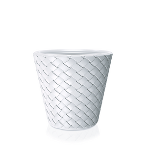 Matuba Weave Pattern Round Plastic Plant Pot White DBMA600-S449
