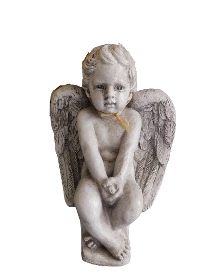 Medium Angel Cast Stone Garden Statue Pompeii Ash Finish