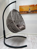 Nars-1-Seater Hanging-Swing Chair With Metal Stand And Pillows, Medium Grey & Anthracite Color