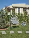 Nars 1-Seater Hanging Swing Chair With Metal Stand And Pillows, Medium Grey & Light Grey Color