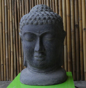 Buddha Mask Half Head Cast Stone Antique Finish 75cm Height