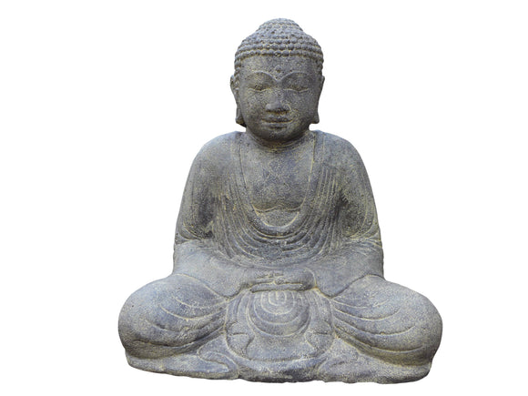 Japanese Sitting Buddha Statue With Antique Finish 30cm Height P SB7 030AF