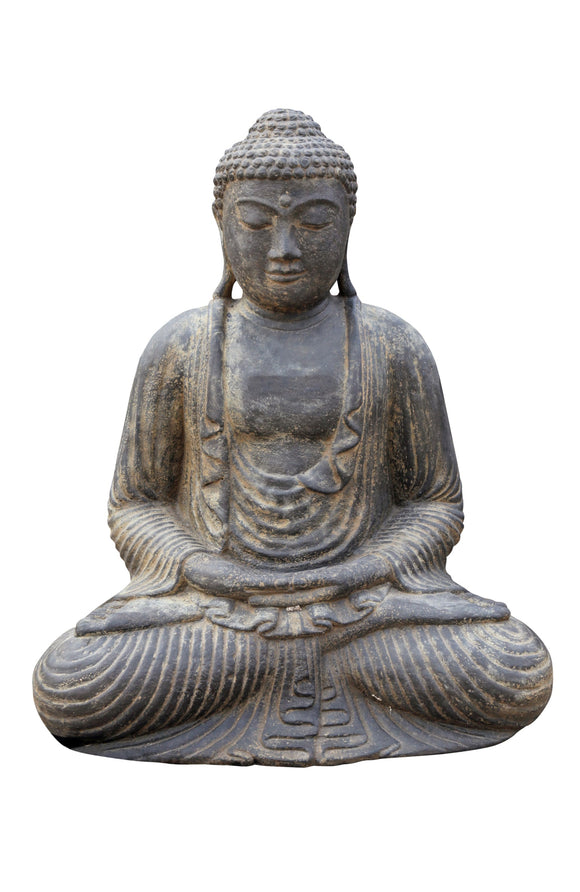 Japanese Sitting Buddha Statue With Antique Finish 40cm Height P SB7 040AF