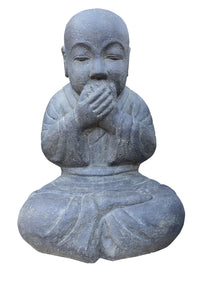 Sitting Monk Closed Mouth Cast Stone 47cm Height P SM Mouth 045AF