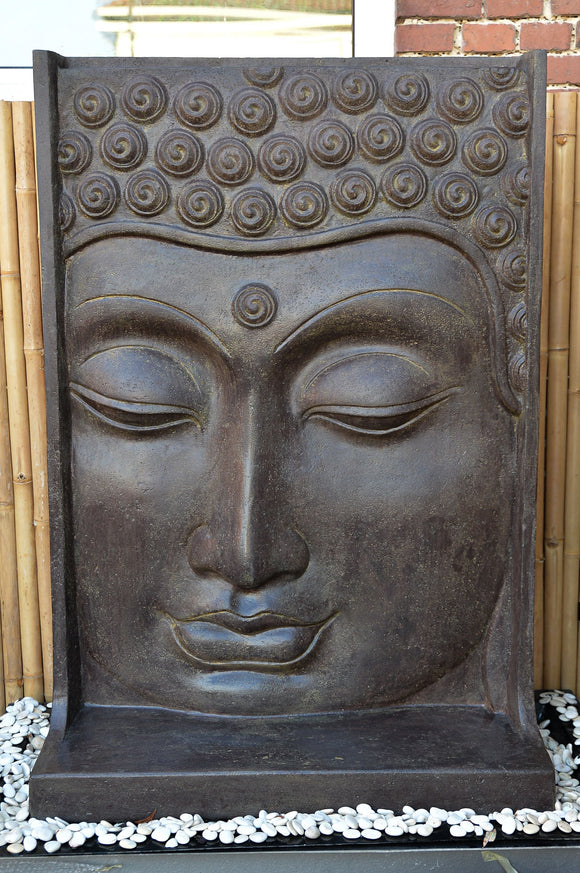 Buddha Head Relief Water Feature Cast Stone 155cm Height P WG REBH02