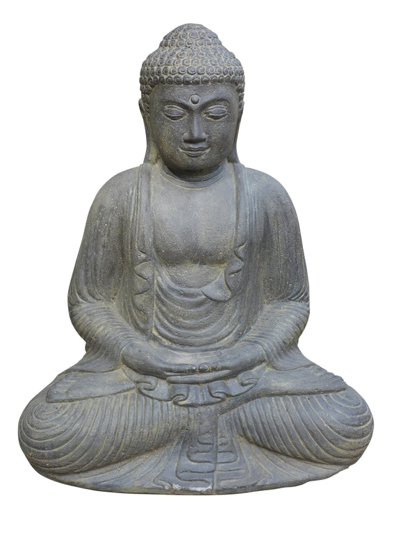 Japanese Sitting Buddha Statue With Antique Finish 52cm Height P SB7 052AF