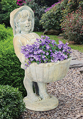 Petite Flower Girl Planter Cast Stone Pompeii Ash Finish 58cm Height