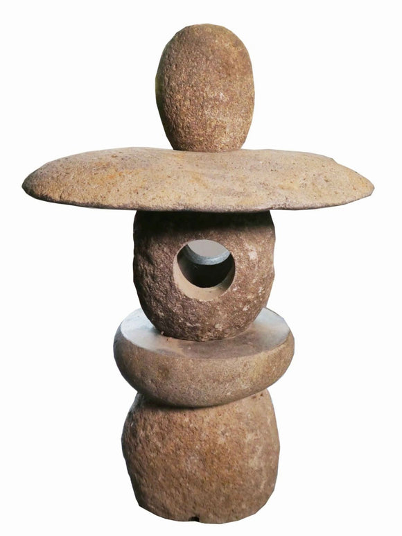 Japanese Inspired Balancing Garden Lantern Riverstone Natural Stone 50cm Height RS GLO 050NA