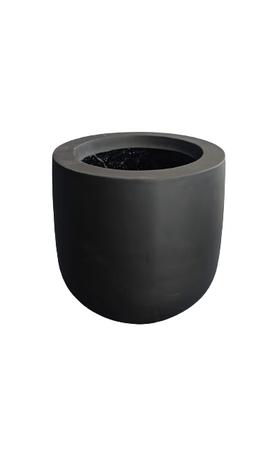 Round Crucible Fiberglass Pot Dark Grey Mat Color 43cm Height