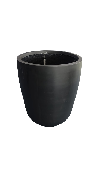 Round Crucible Fiberglass Pot Dark Grey Mat Color 85cm Height
