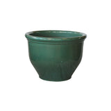 Round Rim Ceramic Pot Green Glazed Finish NTB-1004