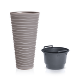 Wavy Sand Slim Plastic Plant Pot Mocca DPSA300