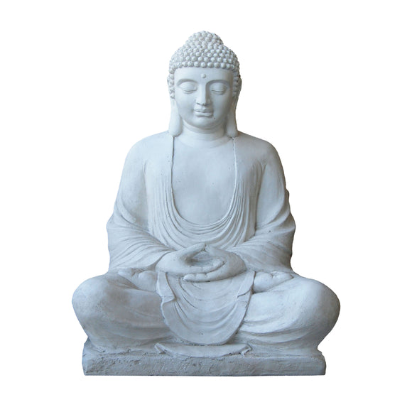 GA401241 White Buddha Fibercement Statue Height 120cm Length 85cm